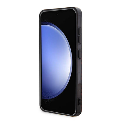 Galaxy S24 Kılıf AMG Orjinal Lisanslı Çift Katmanlı Büyük Logolu Dörtgen Şerit Desenli Kapak Siyah