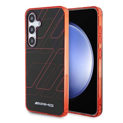 Galaxy S24 Kılıf AMG Orjinal Lisanslı Çift Katmanlı Dörtgen Desenli Kapak Siyah