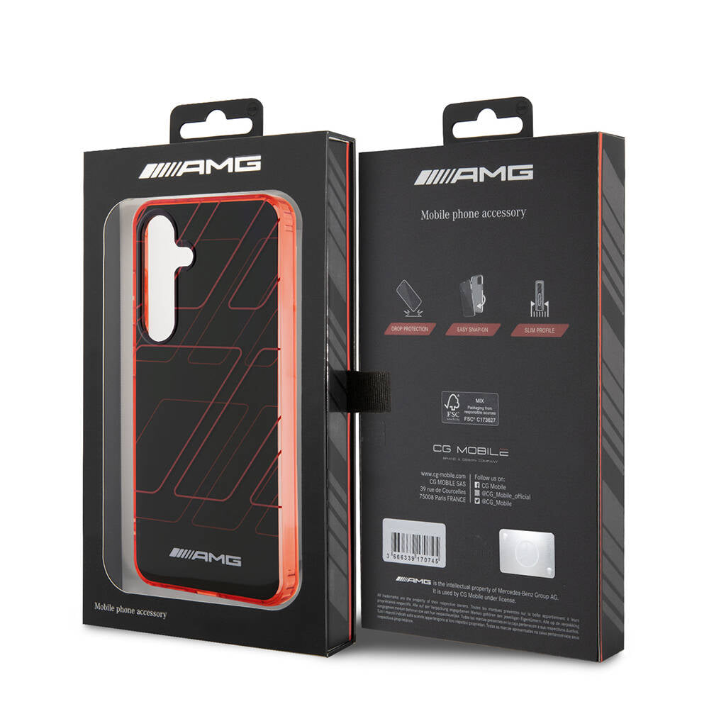 Galaxy S24 Kılıf AMG Orjinal Lisanslı Çift Katmanlı Dörtgen Desenli Kapak Siyah