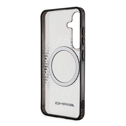 Galaxy S24 Kılıf AMG Orjinal Lisanslı M-safe Şarj Özellikli Eşkenar Dörtgen Desenli Transparan Kapak Renksiz