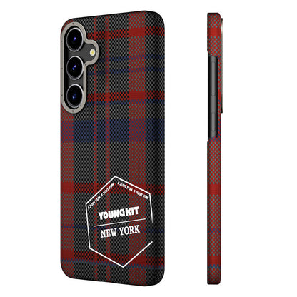 Galaxy S24 Kılıf Ekose Desenli Youngkit Gezhi Serisi Kapak Kırmızı