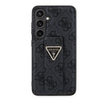 Galaxy S24 Kılıf Guess Orjinal Lisanslı 4G Desenli Üçgen Logolu Standlı Deri Kapak Siyah
