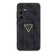 Galaxy S24 Kılıf Guess Orjinal Lisanslı 4G Desenli Üçgen Logolu Standlı Deri Kapak Siyah
