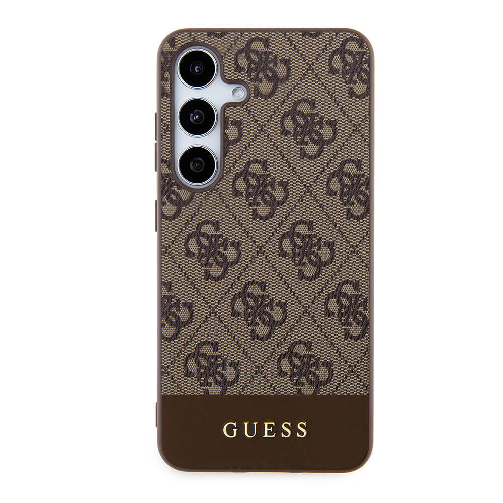 Galaxy S24 Kılıf Guess Orjinal Lisanslı PU Deri Şerit Logo Dizaynlı Kapak