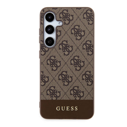 Galaxy S24 Kılıf Guess Orjinal Lisanslı PU Deri Şerit Logo Dizaynlı Kapak
