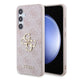 Galaxy S24 Kılıf Guess Orjinal Lisanslı PU Deri Yazı ve 4G Metal Logolu Desenli Kapak Pembe