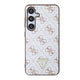 Galaxy S24 Kılıf Guess Orjinal Lisanslı PU Üçgen Logo 4G Desenli Kapak Beyaz