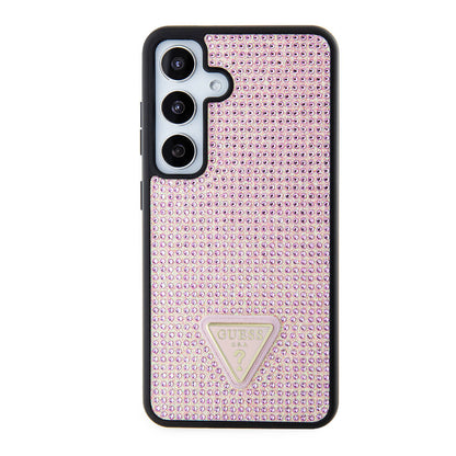 Galaxy S24 Kılıf Guess Orjinal Lisanslı Taşlı Arka Yüzey Üçgen Logolu Kapak Siyah