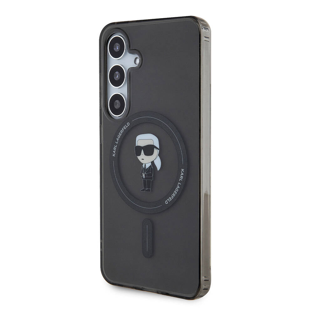 Galaxy S24 Kılıf Karl Lagerfeld Orjinal Lisanslı M-safe Şarj Özellikli Karl Head IML Baskılı Kapak Siyah