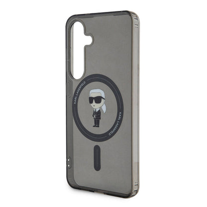 Galaxy S24 Kılıf Karl Lagerfeld Orjinal Lisanslı M-safe Şarj Özellikli Karl Head IML Baskılı Kapak Siyah