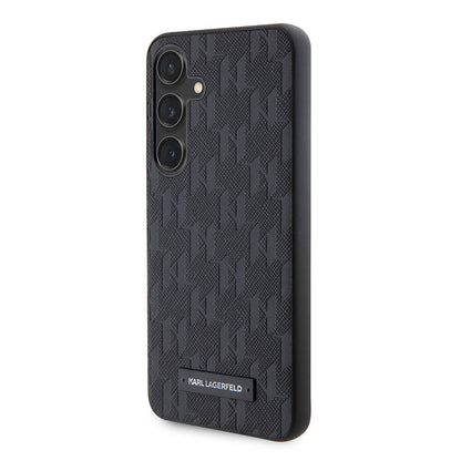 Galaxy S24 Kılıf Karl Lagerfeld Orjinal Lisanslı Saffiano Monogram Metal Logo Kapak Siyah