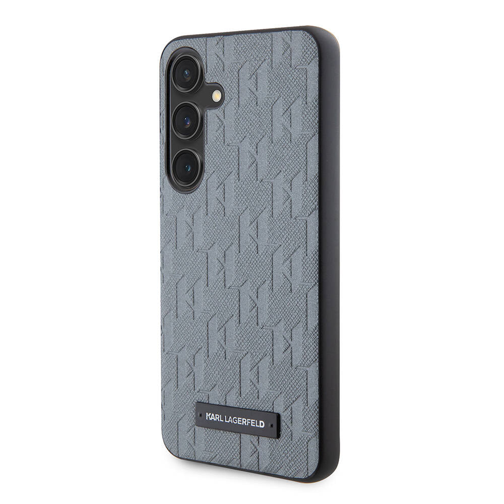 Galaxy S24 Kılıf Karl Lagerfeld Orjinal Lisanslı Saffiano Monogram Metal Logo Kapak Siyah