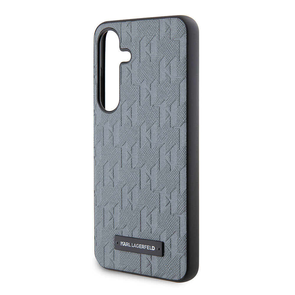 Galaxy S24 Kılıf Karl Lagerfeld Orjinal Lisanslı Saffiano Monogram Metal Logo Kapak Siyah