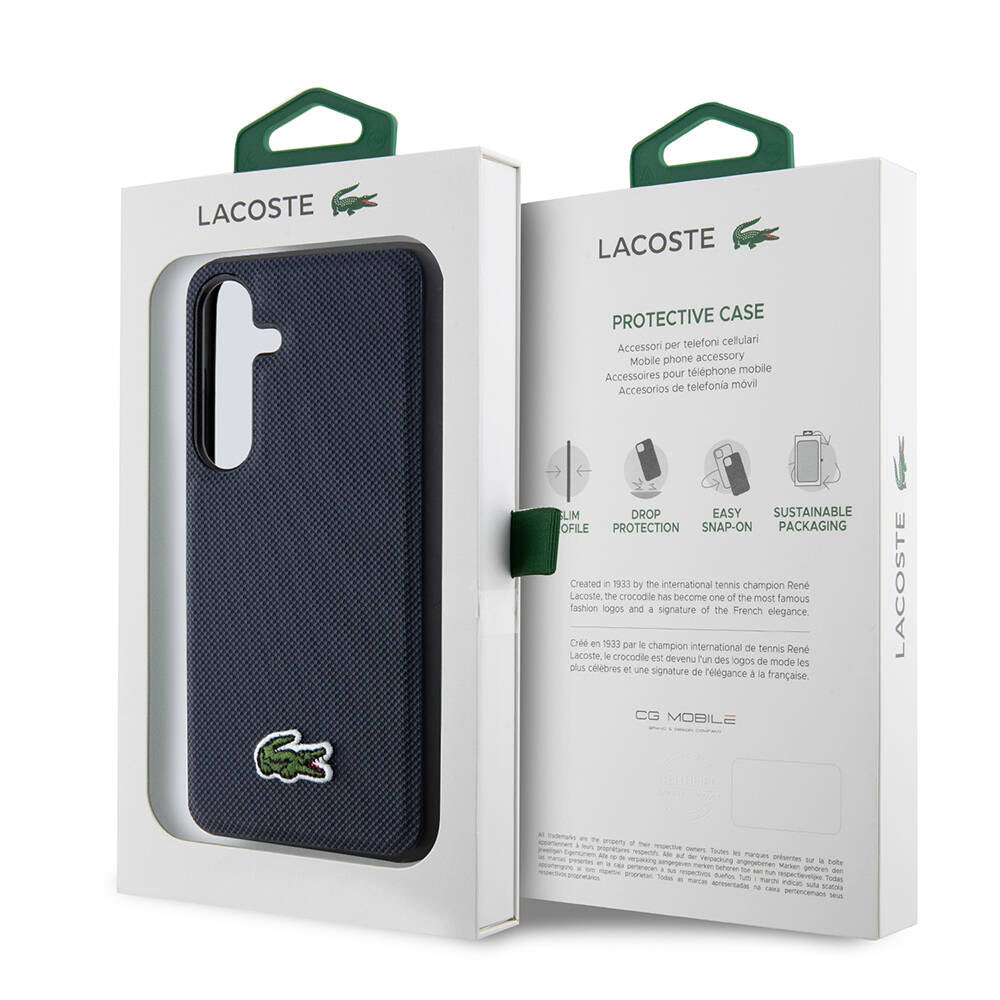 Galaxy S24 Kılıf Lacoste Orjinal Lisanslı PU Pike Desenli Arka Yüzey İkonik Timsah Dokuma Logolu Kapak Yeşil