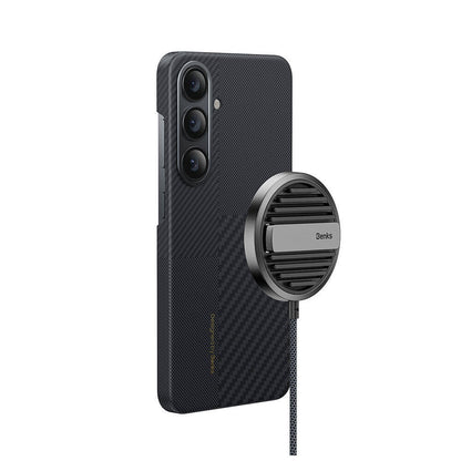 Galaxy S24 Kılıf M-safe Şarj Özellikli Karbon Fiber Benks Montage ArmorAir Kevlar Kapak Siyah