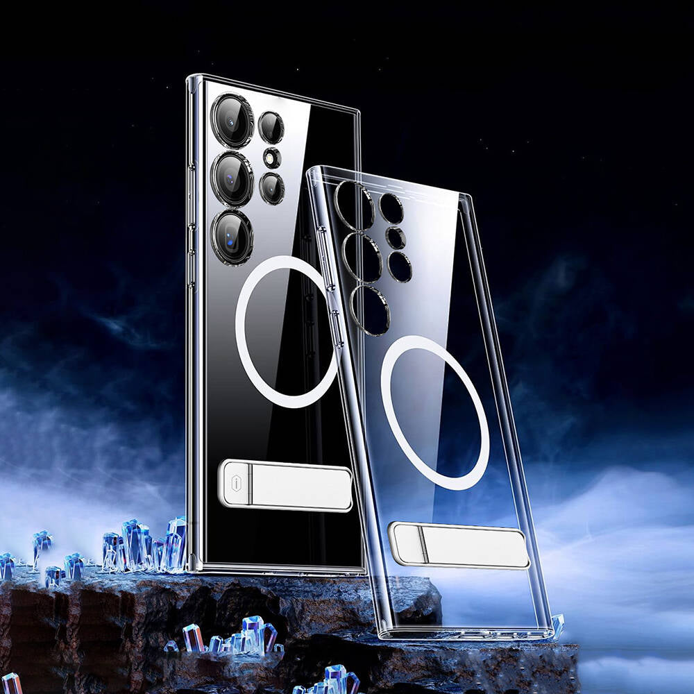 Galaxy S24 Kılıf M-safe Şarj Özellikli Kamera Korumalı Standlı Wiwu KCC-025 Aurora Serisi Kapak Şeffaf