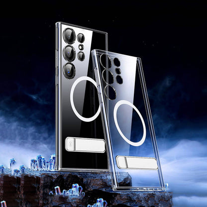 Galaxy S24 Kılıf M-safe Şarj Özellikli Kamera Korumalı Standlı Wiwu KCC-025 Aurora Serisi Kapak Şeffaf