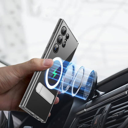 Galaxy S24 Kılıf M-safe Şarj Özellikli Kamera Korumalı Standlı Wiwu KCC-025 Aurora Serisi Kapak Şeffaf