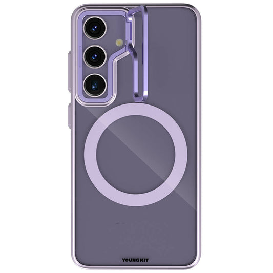 Galaxy S24 Kılıf M-safe Şarj Özellikli Sararma Önleyici Youngkit Crystal Grid Kapak Mor