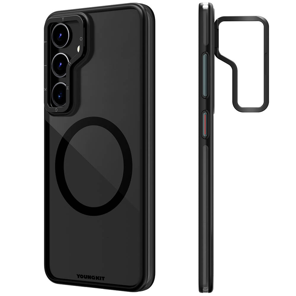 Galaxy S24 Kılıf M-safe Şarj Özellikli Sararma Önleyici Youngkit Crystal Grid Kapak Mor