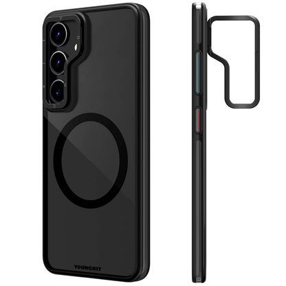 Galaxy S24 Kılıf M-safe Şarj Özellikli Sararma Önleyici Youngkit Crystal Grid Kapak Siyah