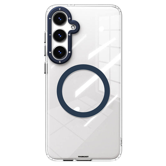 Galaxy S24 Kılıf M-safe Şarj Özellikli Sararmaya Karşı Dayanıklı Youngkit Clear Crystal Serisi Kapak Mavi