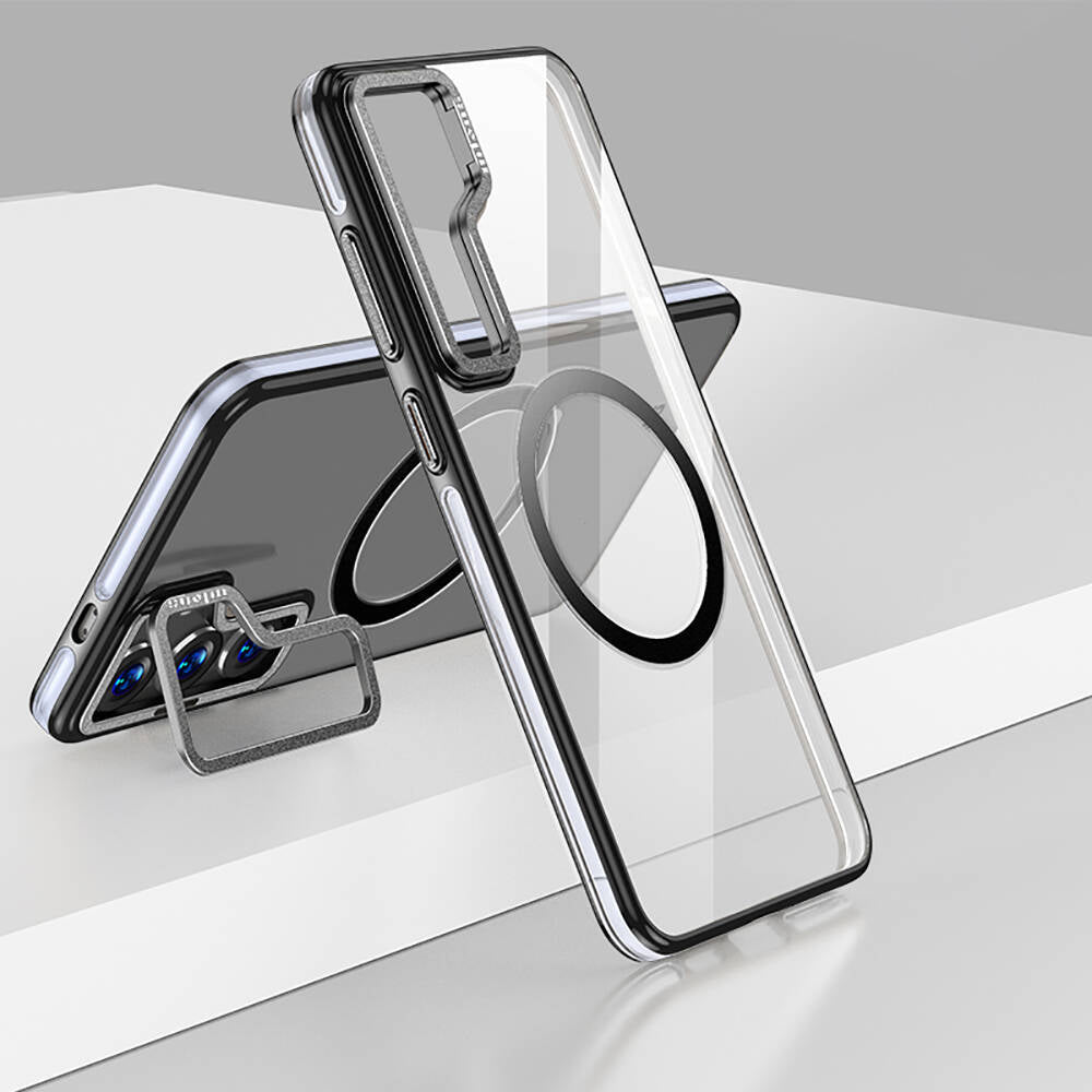 Galaxy S24 Kılıf M-safe Şarj Özellikli Wlons Standlı Efsane Kapak Siyah