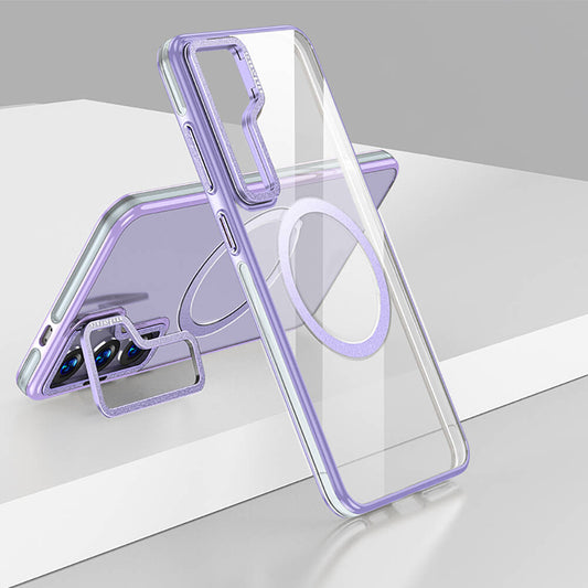 Galaxy S24 Kılıf M-safe Şarj Özellikli Wlons Standlı Efsane Kapak Mor