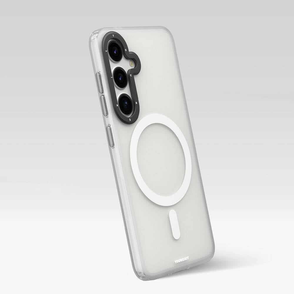 Galaxy S24 Kılıf M-safe Şarj Özellikli Youngkit Hidden Sand Serisi Kapak Beyaz