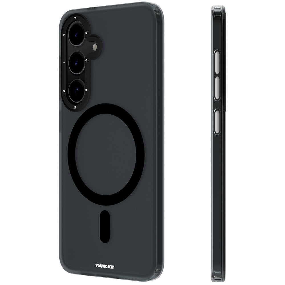 Galaxy S24 Kılıf M-safe Şarj Özellikli Youngkit Hidden Sand Serisi Kapak Siyah
