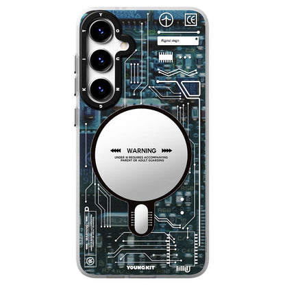 Galaxy S24 Kılıf M-safe Şarj Özellikli YoungKit Technology Serisi Kapak Beyaz