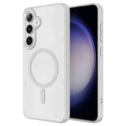 Galaxy S24 Kılıf M-safe Şarj Özellikli Zore Krom M-safe Silikon Kapak Pembe