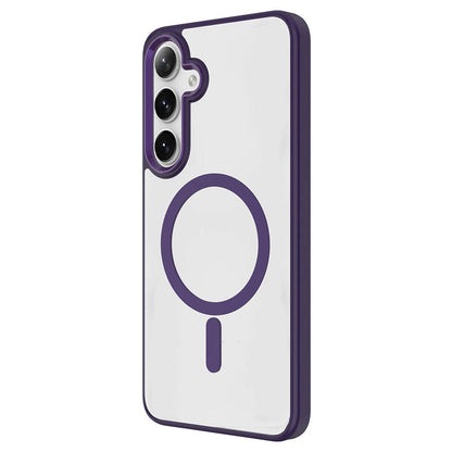 Galaxy S24 Kılıf M-safe Şarj Özellikli Zore Krom M-safe Silikon Kapak Derin Mor