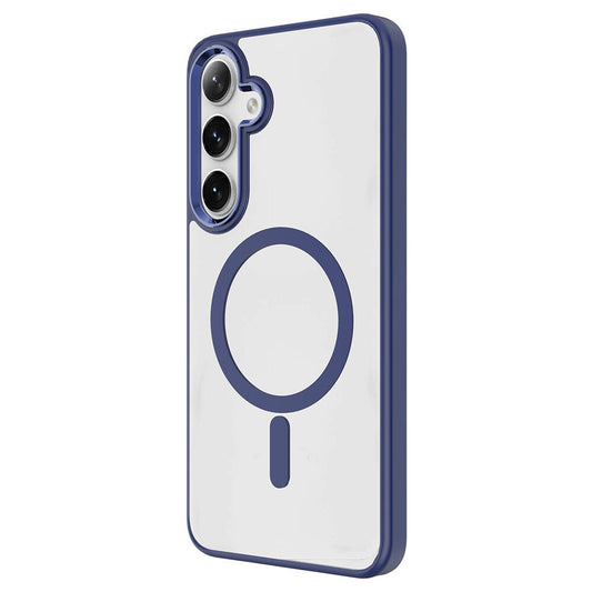 Galaxy S24 Kılıf M-safe Şarj Özellikli Zore Krom M-safe Silikon Kapak Lacivert