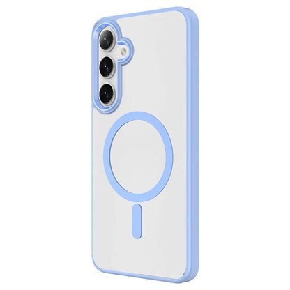 Galaxy S24 Kılıf M-safe Şarj Özellikli Zore Krom M-safe Silikon Kapak Lacivert