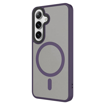 Galaxy S24 Kılıf Sert PC Arka Yüzey Wireless Şarj Özellikli Zore Flet M-safe Kapak Derin Mor