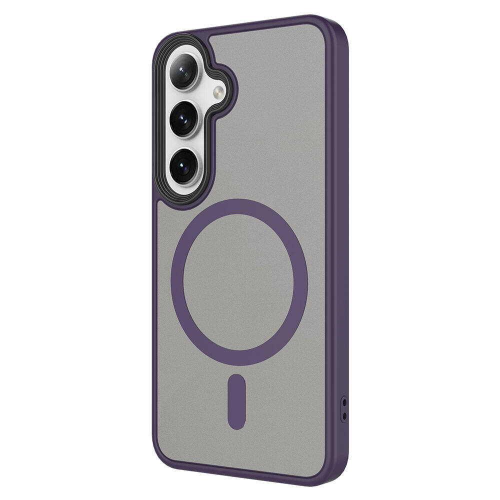 Galaxy S24 Kılıf Sert PC Arka Yüzey Wireless Şarj Özellikli Zore Flet M-safe Kapak Lila