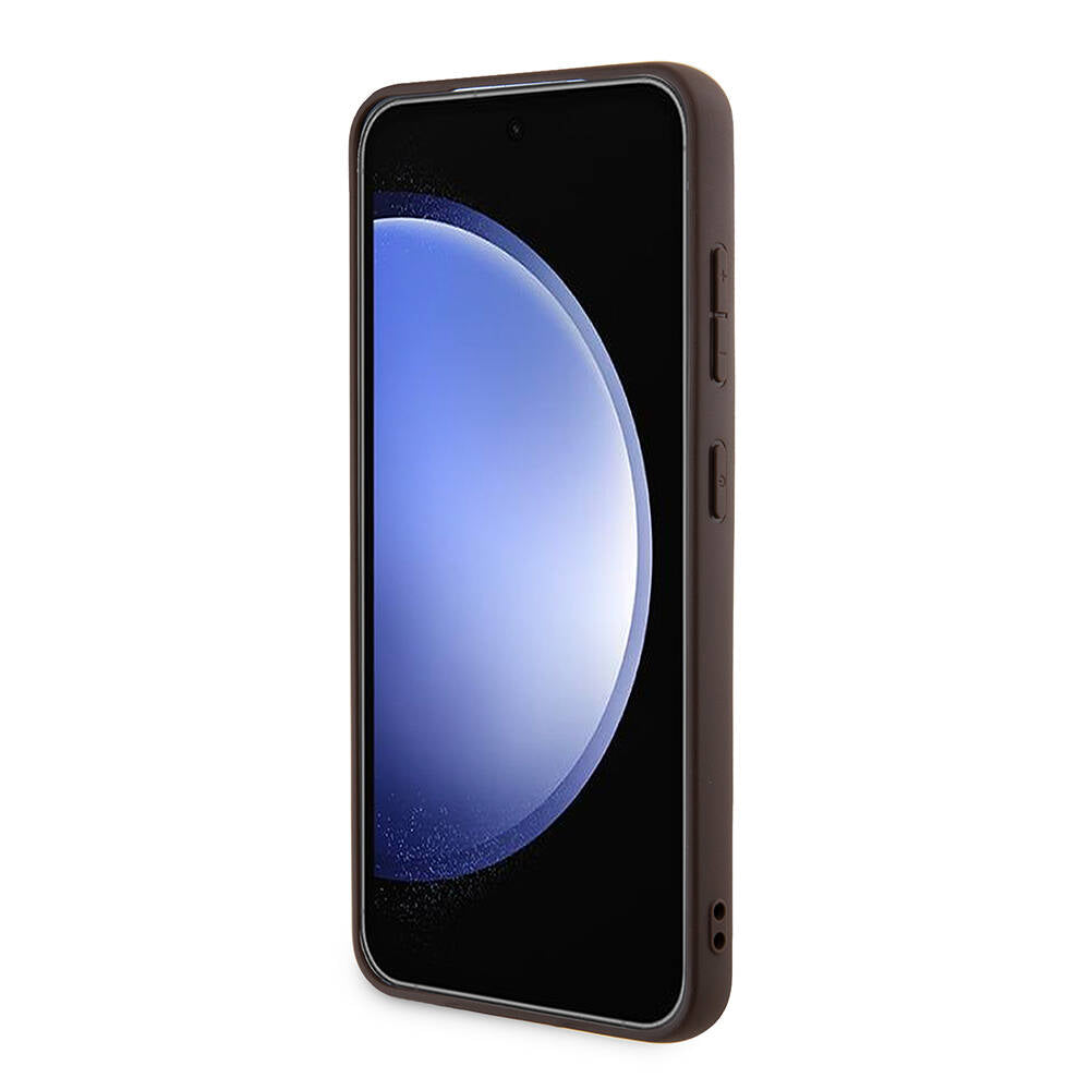 Galaxy S24 Plus Kılıf Guess Orjinal Lisanslı PU Deri Yazı ve 4G Metal Logolu Desenli Kapak Pembe