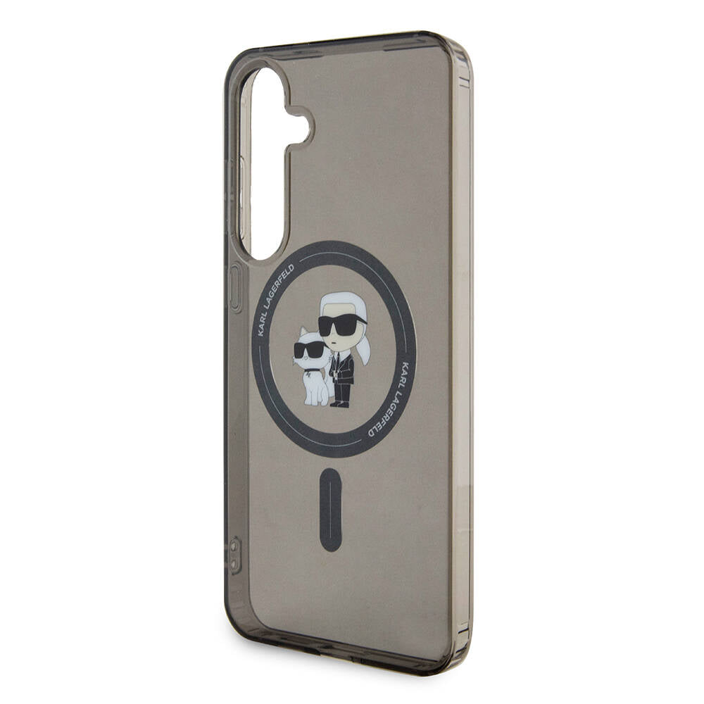 Galaxy S24 Plus Kılıf Karl Lagerfeld Orjinal Lisanslı M-safe Şarj Özellikli Karl & Choupette IML Baskılı Kapak Siyah