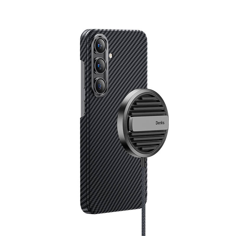 Galaxy S24 Plus Kılıf M-safe Özellikli Karbon Fiber Benks Essential ArmorAir 600D Kevlar Kapak Siyah