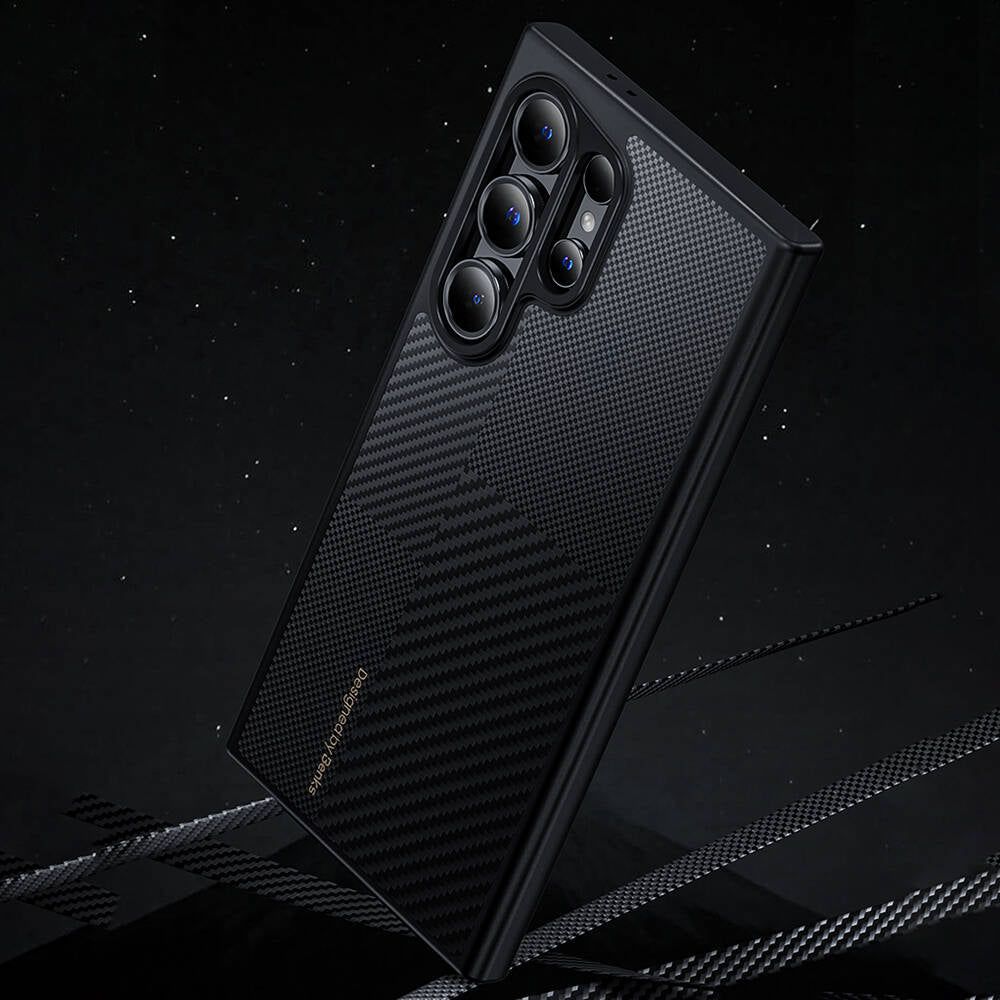 Galaxy S24 Plus Kılıf M-safe Şarj Özellikli Karbon Fiber Benks Montage Hybrid ArmorPro Kevlar Kapak Siyah