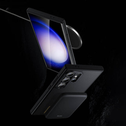 Galaxy S24 Plus Kılıf M-safe Şarj Özellikli Karbon Fiber Benks Montage Hybrid ArmorPro Kevlar Kapak Siyah