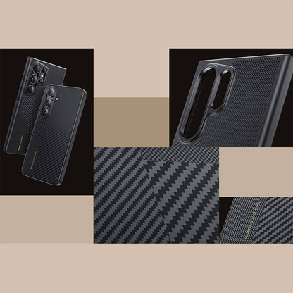 Galaxy S24 Plus Kılıf M-safe Şarj Özellikli Karbon Fiber Benks Montage Hybrid ArmorPro Kevlar Kapak Siyah