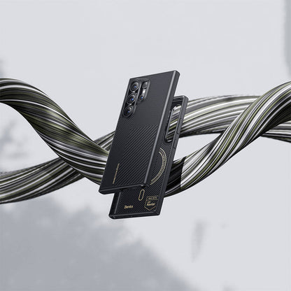 Galaxy S24 Plus Kılıf M-safe Şarj Özellikli Karbon Fiber Benks Montage Hybrid ArmorPro Kevlar Kapak Siyah