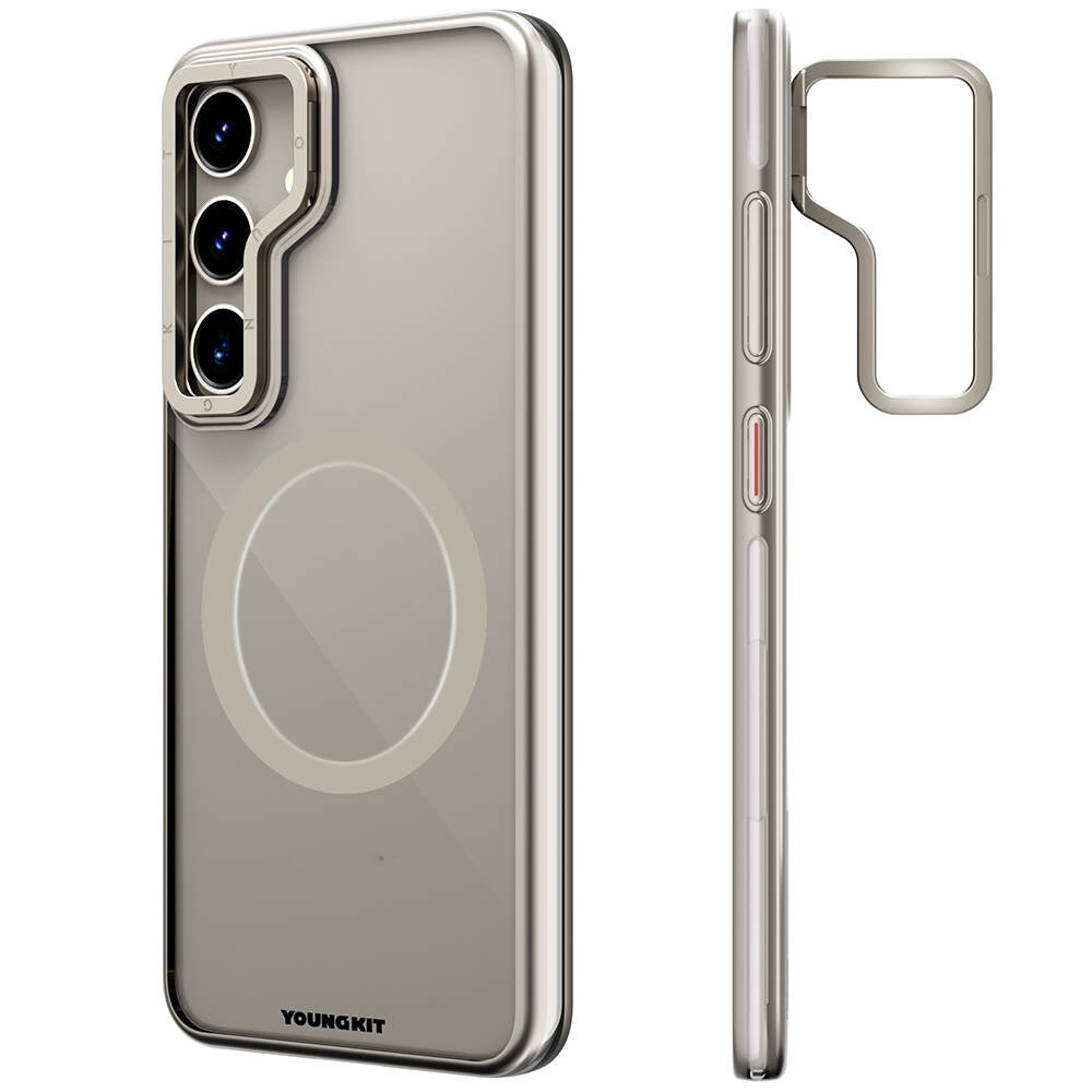 Galaxy S24 Plus Kılıf M-safe Şarj Özellikli Sararma Önleyici Youngkit Crystal Grid Kapak Gold