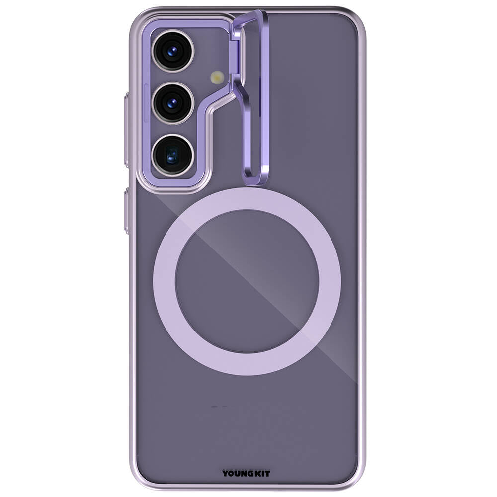 Galaxy S24 Plus Kılıf M-safe Şarj Özellikli Sararma Önleyici Youngkit Crystal Grid Kapak Mor