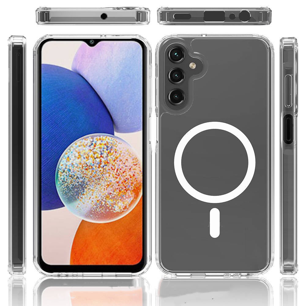 Galaxy S24 Plus Kılıf M-safe Şarj Özellikli Şeffaf Sert PC Zore Embos Kapak Renksiz