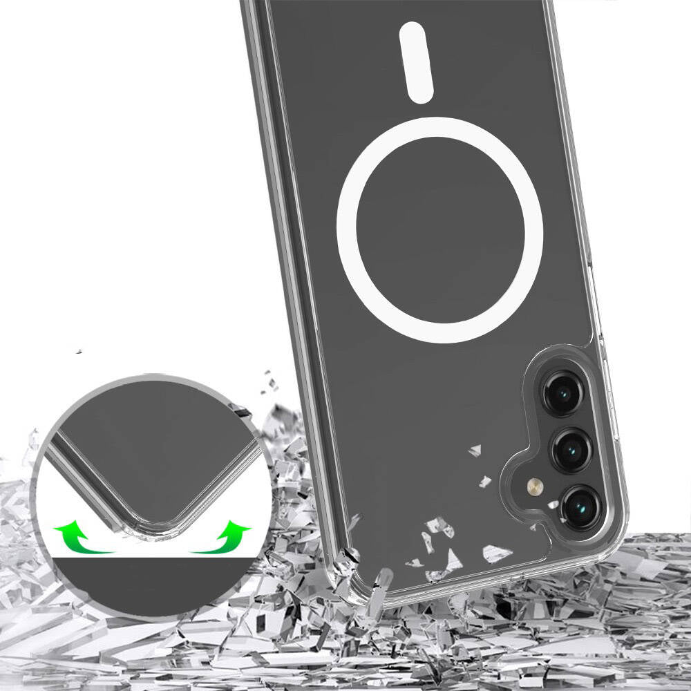 Galaxy S24 Plus Kılıf M-safe Şarj Özellikli Şeffaf Sert PC Zore Embos Kapak Renksiz