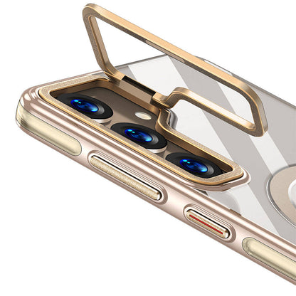 Galaxy S24 Plus Kılıf M-safe Şarj Özellikli Wlons Standlı Efsane Kapak Gold