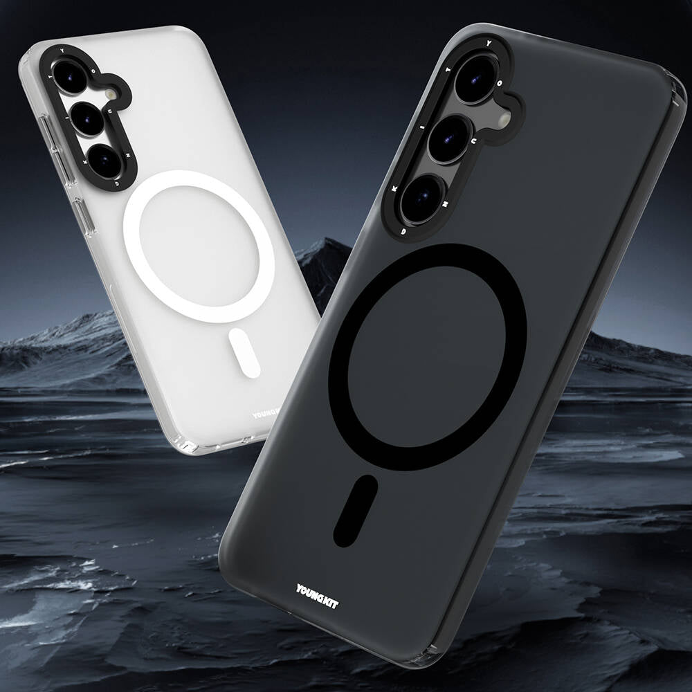 Galaxy S24 Plus Kılıf M-safe Şarj Özellikli Youngkit Hidden Sand Serisi Kapak Beyaz